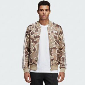 Adidas Originals Camouflage Superstar Brown Tan Long Sleeve Athletic Jacket M